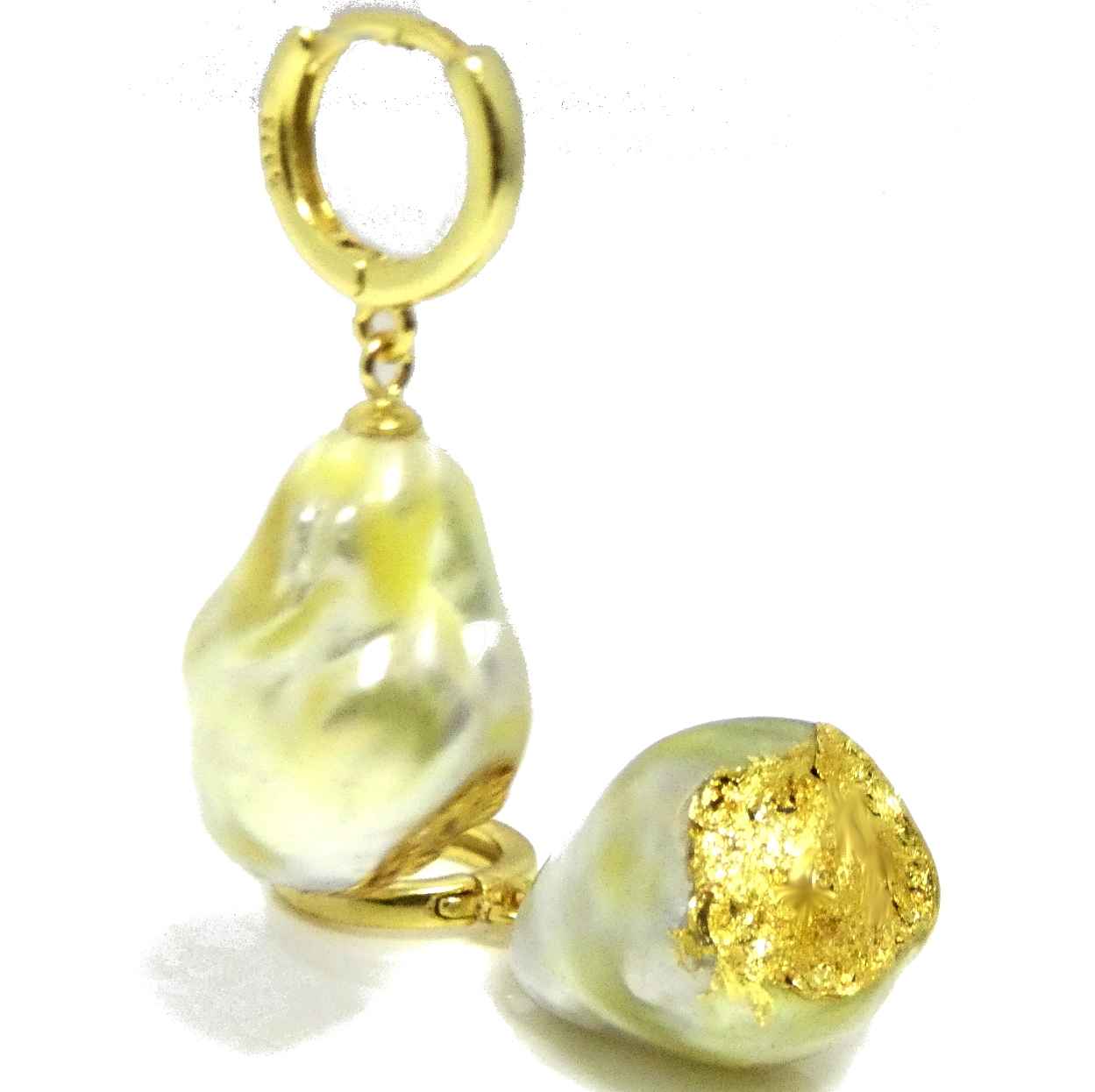 Kintsugi White and Gold South Sea Pearl Earrings